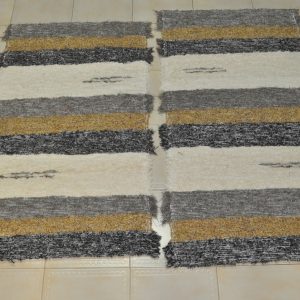 pie de cama marrón, gris,amarillo y crudo 70-120cm
